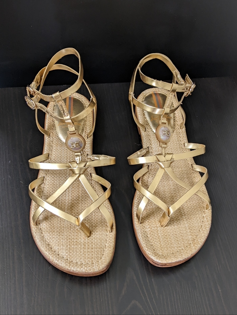 Sam Edelman Gwen Gold Strappy Gladiator Sandals - Picture 2 of 10